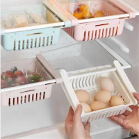Retractable Drawer Storage Rack Save Space Keep Fresh Freezer Crisper Box Anti-collision Pull-out Refrigerator Storage Basket