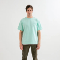 【Arnold Palmer 雨傘】男裝-渡假風LOGO印花T-Shirt(藍綠色)