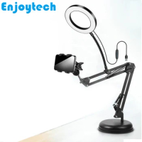 New Video Stands Mount Holder for iPhone Huawei Xiaomi Samsung Mobile Phones Tripod with LED Ring Flash Lights for Vide Bloggers