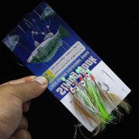 Cangkuk memancing ayam bulu Octopus Glow-In-The Dark Bead String Hook 5 Hook String Hanging Set mema