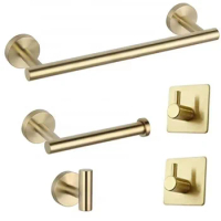 Stainless Steel Robe Coat Hook Towel Rail Bar Rack Bar Shelf Toilet Paper Holder Brushed Gold Bathroom Hardware Accessories Set