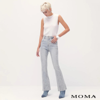 【MOMA】雙線微彈高腰牛仔喇叭褲(兩色)