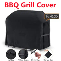 420D Oxford Cloth BBQ Cover Outdoor Dust Waterproof Rain Heavy-Duty Grill Cover Anti UV Duty Weber Heavy Protective Grill Cover