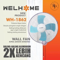 WELHOME WH 1862 WALL FAN 18 INCH KIPAS ANGIN DINDING BESI