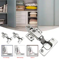 2pcs Hinge Stainless Steel Door Hydraulic Cabinet Door Hinge Buffer Soft Close For Cabinet Cupboard Furniture Hardware Z7v5