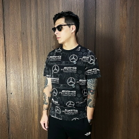 美國百分百【全新真品】PUMA T恤 棉質 上衣 休閒 短袖 賓士聯名 T-shirt logo 短T 黑色 CX15