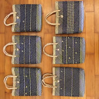 Tas Purun Motif, Tas Anyaman Rotan Borneo Motif Dayak, Anjat Dayak