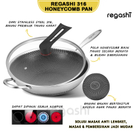 Regashi 316 Honeycomb Pan 32 CM | Panci Masak Stainless 316 | Alat Masak Anti Lengket dan Karat | Ku