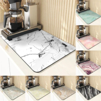 Marble Style Absorbent Drying Mat For Kitchen Table Dining Tables Mat Stripe Pattern Table Decor And Accessories Drink Coasters