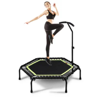 45″ Mini Trampoline, Fitness Rebounder With Adjustable Foam Handle, Exercise Trampoline For Adults Indoor/Garden Workout 260LBS