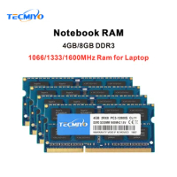 TECMIYO DDR3 DDR3L 4GB 8GB 1600MHz SODIMM Laptop Memory RAM 1.35V/1.5V PC3/PC3L-12800S PC3-10600S PC3-8500S Non-ECC -1PC Blue