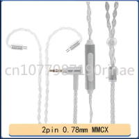 Mmcx 8 Shares Silver Jacketed Wire Applicable Se215 Ue900 with Microphone 0.78 Double Pin Headset Cable