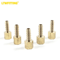 LTWFITTING Brass Fitting Coupler 1/4-Inch Hose Barb x 1/8-Inch Female NPT Fuel Water(Pack of 5)