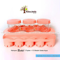 MZ325 Toples Calista Beckel isi 3 + Set Keranjang Air Isi 10 |Toples Kue Kering |Tempat Snack Lebara