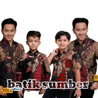 batik sumber - terbaru couple sweet batik ayah dan anak laki laki warna marun - kemeja batik