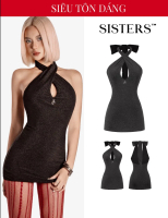 Đầm cổ yếm hở lưng ánh kim SISTERS thiết kế dây chéo cổ gợi cảm dáng ngắn ôm body Jamie Dress | SS-D