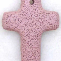 Big 50mm bright pink lava stone Cross pendant -pen46 wholesaleretail Free shipping