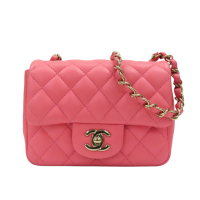 【二手名牌BRAND OFF】CHANEL 香奈兒 粉色 皮革 Coco17cm 鍊帶 肩背包 A35200