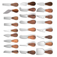Cheese Knives, Stainless Steel Cheese Knife, Cheese Spreader Knives for Charcuterie Board Butter(Acacia Wood Handle)