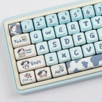 ECHOME 142Keys Gradation Cow Keycap MOA Profile PBT Thermal Sublimation Cute Ranch Anime Keyboard Cap for Mechanical Keyboard