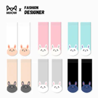 MiiOW Fashion Designer 6Pairs/Set Women 100 Pure Cotton Long Socks Cartoon Rabbit Cute Funny Stockings for Girls
