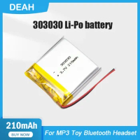1-4PCS 303030 033030 210mAh 3.7V Lithium Polymer Rechargeable Battery For MP3 MP4 GPS Toy Bluetooth Speaker Bluetooth Watch