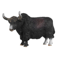 14.5X3.5X8.5Cm Classic Black Yak Animals Action Figures Cattle Bull Ox Figurine Pvc Cute Lifelike Model Toy