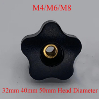 M4 M6 M8 Female Thread 32mm 40mm 50mm Head Diameter Torx Five Star Screw On Through Hole Grip Handle Clamping Knob Thumb Nut