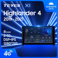 TEYES X1 For Toyota Highlander 4 XU70 2019 - 2021 Car Radio Multimedia Video Player Navigation GPS Android 10 No 2din 2 din DVD