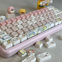 140 Keys Pink Piglet MOA Profile Key Cap MAC Square Thermal Sublimation Mechanical Keyboard Keycaps Keyboard Accessories