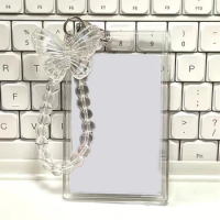 Transparent Butterfly Photocard Holder Keychain Pendant Acrylic Display Stand Kpop Idol Protection Credit Id Bank Card Holder