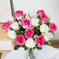 5Pcs Artificial Flowers Rose Bouquet Wedding Decorative Wreaths Christmas Valentine's Day Vases for Home Garden Party Fake Plant