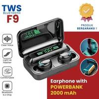 PROMO - Headset Handsfree earphone Bluetooth TWS F9-5 LED Smart Display with Powerbank TWS F9