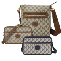 【GUCCI 古馳】681021 / 658572 經典INTERLOCKING G系列帆布迷你斜背包/郵差包(款式任選)