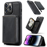 Removable Leather Zipper Card Wallet Phone Case For Samsung Galaxy S20 S21 S22 S23Ultra Note20 10 9 8 Magnetic 2 in 1 Back Cover