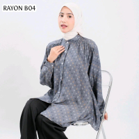 ALINA BLOUSE Rayon Cey Premium LD120 Oversize Baju  Atasan Wanita Lengan Panjang Motif Terbaru kemej