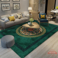 中式輕奢墨綠色地毯客廳茶幾墊臥室床邊毯加厚定制飄窗墊榻榻米墊