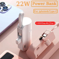 10000mAh Power Bank Built in Cable Mini PowerBank External Battery Portable Charger For iPhone Samsung Xiaomi Spare Power Banks
