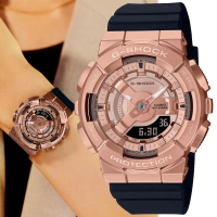 【CASIO 卡西歐】G-SHOCK WOMEN 時尚金屬外殼 雙顯腕錶 母親節 禮物(GM-S110PG-1A)