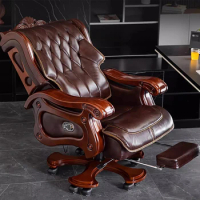 Nordic Boss Office Chair Leather Ergonomic Library Wheels Floor Armchairs Foot Rest Massage Cadeira Escritorio School Furniture