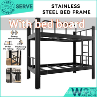 Double Decker Bed Stainless Steel Single Bed Frame High Load-bearing Installation Bunk Bed Free Bed Board