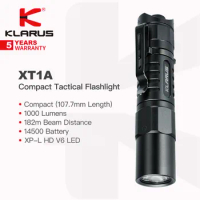 Klarus XT1A Rechargeable Compact Tactical Flashlight, 1000 Lumens, 14500 Battery, Tail Dual-switch,One-Touch Turbo &amp; Strobe, EDC