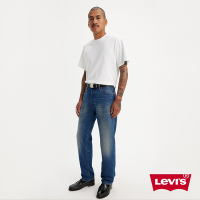 Levis 男款1954 s 501經典復古直筒牛仔褲 /  復古深藍刷色水洗 / 直線條刷色加工