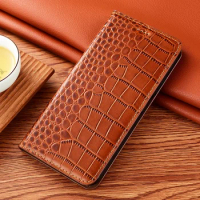 For Redmi 12 12C 13C Crocodile Pattern Genuine Leather Phone Case For Xiaomi Redmi 12 12C 13C 4G 5G Flip Wallet cover
