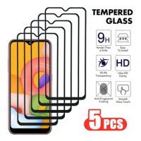 5Pcs Full Tempered Glass For Samsung Galaxy A01 A11 A21 A31 A41 A51 A71 Screen Protector Galaxy M11 M21 M31 M51 Protective Film