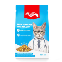 MR.VET อาหารแมว 1 กก. ผสมฟรีซดราย สูตรไก่และเนื้อ โซเดียมน้อย เหมาะสำหรับแมวโตลูกแมว