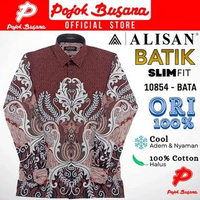 Pojok Busana Alisan Kemeja Lengan Panjang Batik Pria Slim Fit - Baju Batik Pesta Bisnis Formal Acara