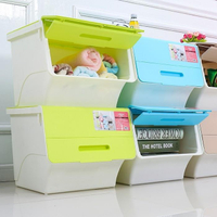 大號加高款前開式收納箱衣服玩具整理箱衣物收藏儲物箱子有蓋塑料af