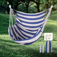 全城熱賣 - 帆布宿舍吊椅大學生寢室吊牀上鋪下桌休閒看書網紅成人鞦韆吊椅藍白條紋+綁繩+掛鉤+收納袋