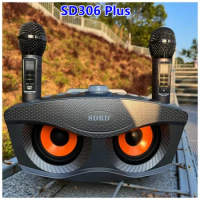 SD306 Plus 2-in-1 Portable Karaoke Owl Bluetooth Speakers 30W Family KTV Wireless Subwoofer Column With Dual Microphone Boombox